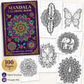 100-Page Mandala Coloring Book – Printable PNG Digital Download for Adults & Teens
