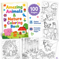 100 Printable PNG Coloring Pages Bundle | Animals, Nature & Fantasy